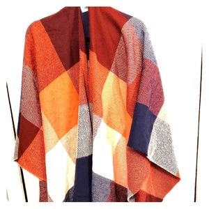 Old Navy orange/navy/ poncho